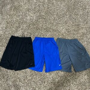 Nike Men’s Dri Fit Athletic Shorts Lot of 3 - Black, Blue & Gray - Size Medium